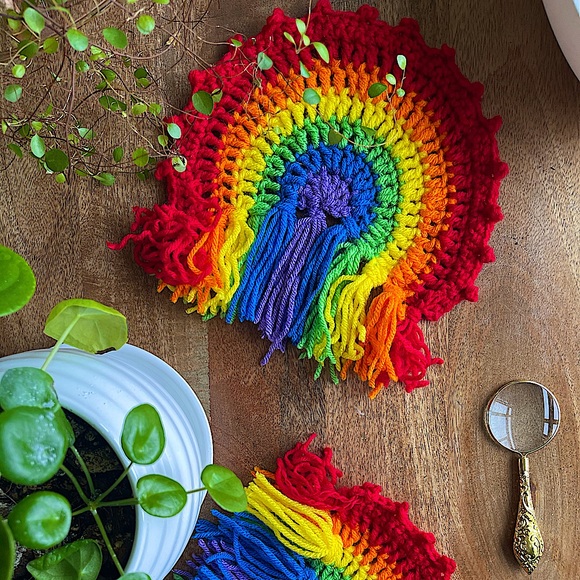 Crochet Rainbow Coasters - Picture 2 of 3
